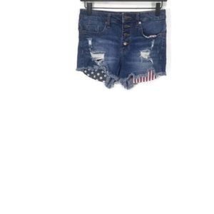 Mossimo Distressed American Flag Shorts Size 4